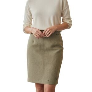 RRL Ralph Lauren Vintage Wool Green Embroidered Knee-Length Skirt 10